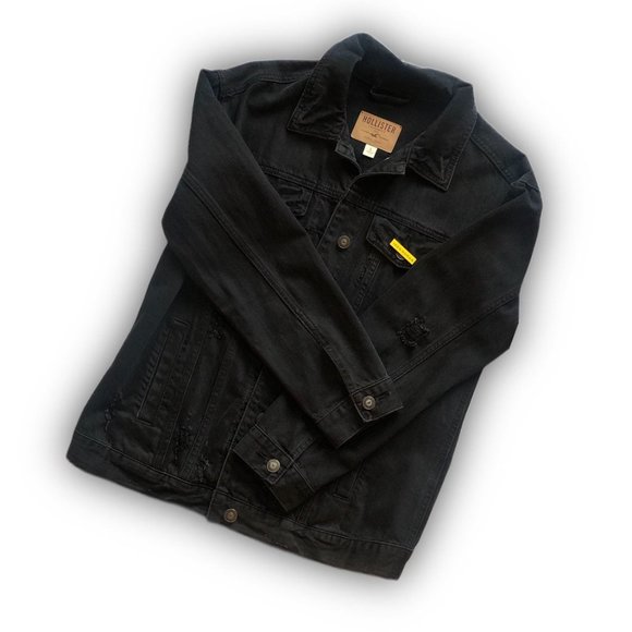 Hollister Distressed Black Denim Jacket - Picture 2 of 6